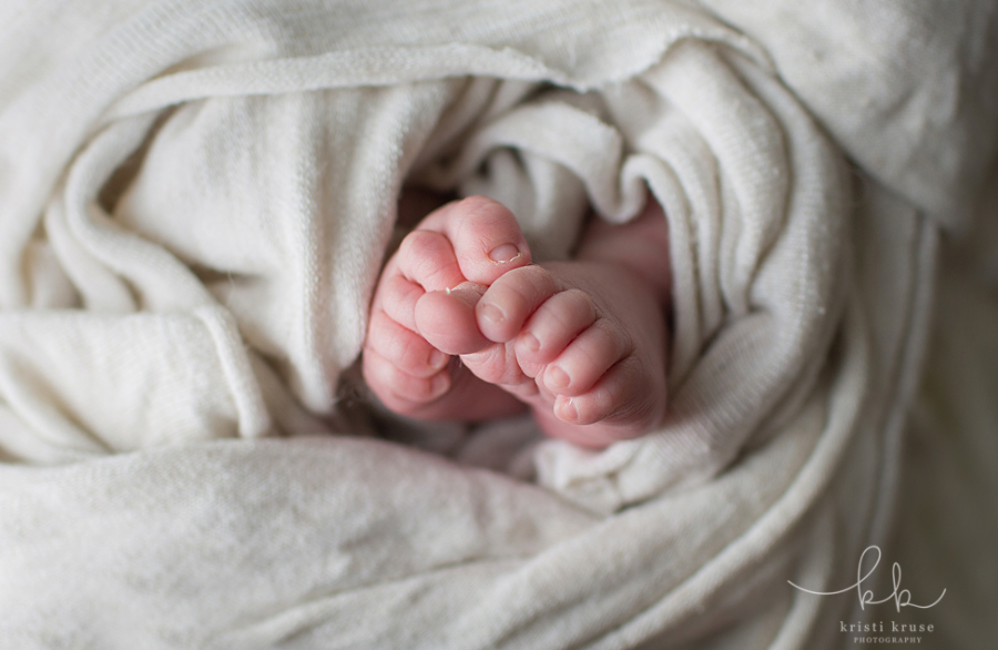 Close up macro shot of newborn baby toes 