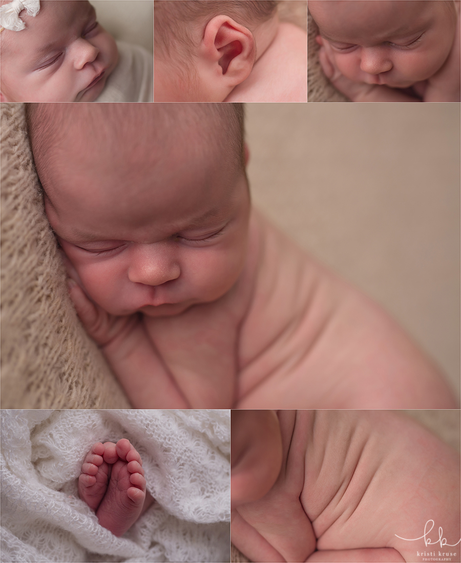 Collage of baby girl features