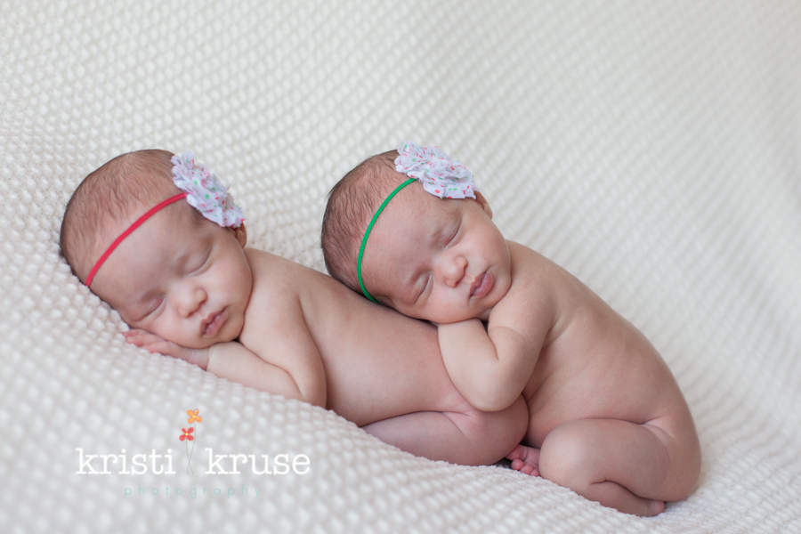 Newborn girl identical twins photo shoot